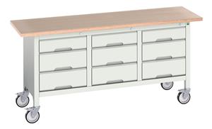 Verso Mobile Work Benches for assembly and production Verso 1750x600 Mobile Storage Bench M23